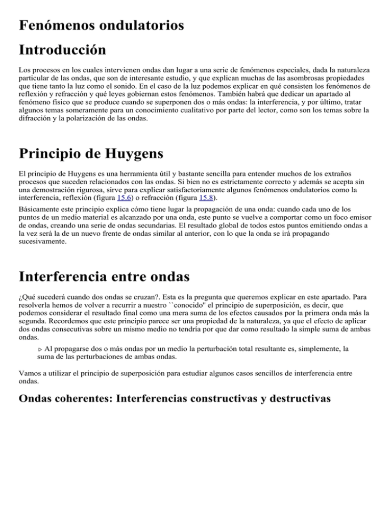 Fenómenos Ondulatorios Introducción Principio De Huygens