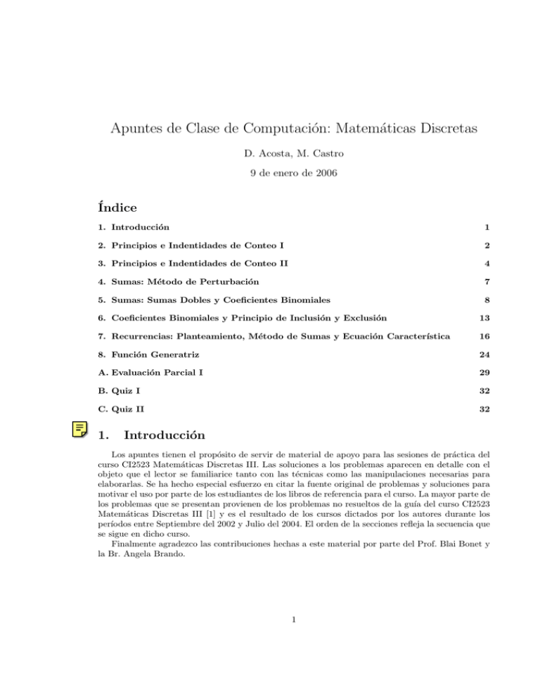 Apuntes De Clase De Computación: Matemáticas Discretas