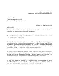 Carta de Luiz Inácio Lula da Silva a Cristina Fernández
