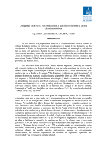 Dirigentes sindicales, racionalización y conflictos durante la última