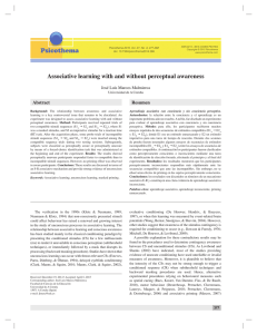 Associative learning with and without perceptual