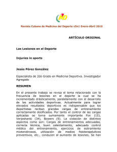 Las Lesiones en el Deporte - Instituto de Medicina Deportiva