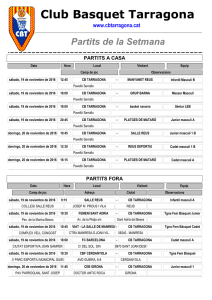 Llistat de partits - Club Bàsquet Tarragona