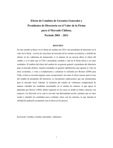 Efecto de Cambios de Gerentes Generales y Presidentes de