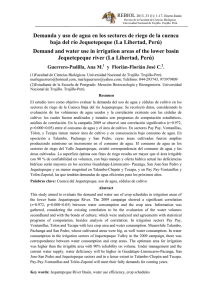 Demanda y uso de agua en los sectores de riego de la cuenca baja