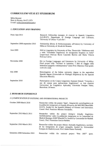 curriculum vitae et studiorum - Literatures Cultural Studies and