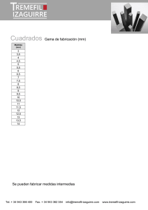 Cuadrados Gama de fabricación (mm) Se pueden fabricar