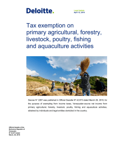 Tax exemption on primary agricultural, forestry, livestock