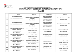 PROVISIONAL SCHEDULE FIRST SEMESTER ACADEMIC YEAR