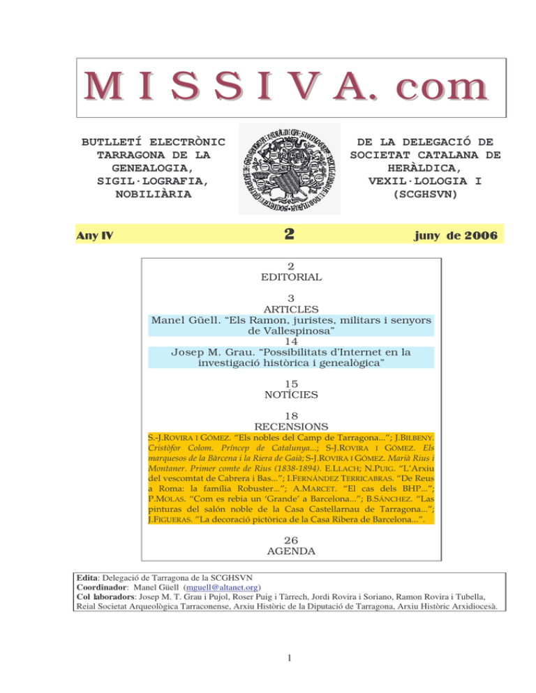 MISSIV A. Com - Societat Catalana De Genealogia