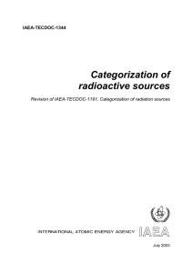 Categorization of Radioactive Sources, IAEA TecDoc