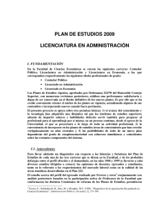 PLAN DE ESTUDIOS 2009 LICENCIATURA EN ADMINISTRACIÓN
