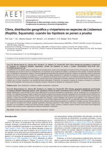 Clima, distribución geográfica y viviparismo en especies de Liolaemus