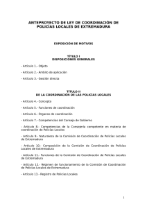 anteproyecto de ley de coordinación de policías locales de