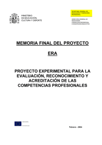 memoria final del Proyecto ERA - Ministerio de Educación, Cultura y