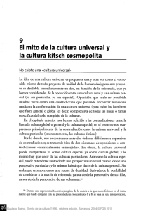 El mito de la cultura universal v la cultura kitsch cosmopolita
