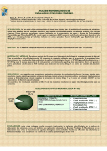 analisis microbiologico de ensaladas listas para consumo.