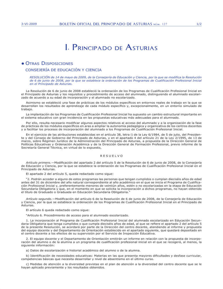 I. Principado De Asturias