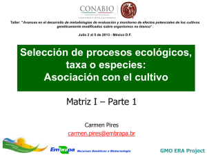 Selección de procesos ecológicos, taxa o especies: Asociación con