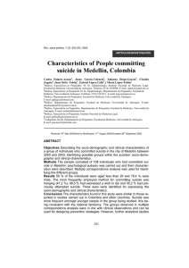 Characteristics of People committing suicide in Medellín, Colombia