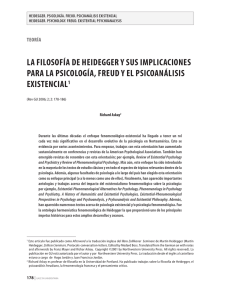 la FilosoFía de heideggeR Y sus implicaciones paRa la psicología