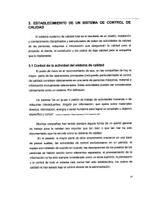 3. establecimiento de un sistema de control de calidad