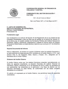 Opinión de los comisarios públicos a los Estados Financieros