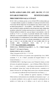 Poder Judicial de la Nación DAÑO AGRAVADO. INF. ART. 184 INC