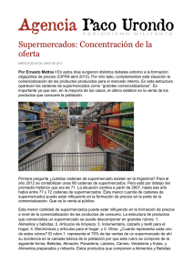 Supermercados: Concentración de la oferta