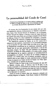 La personalidad del Conde de Casal. Clemente Palencia