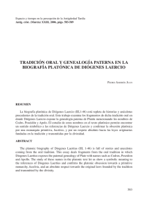 tradición oral y genealogía paterna en la biografía platónica de