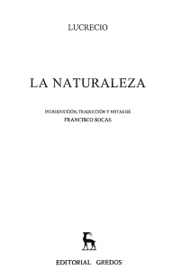 Lucrecio-La-Naturaleza - Seminario Filosofía Antigua UNC