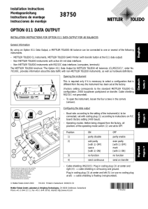 Installation Instructions for option 011 Data output