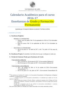 Calendario Académico Oficial para Grados, Formación Permanente