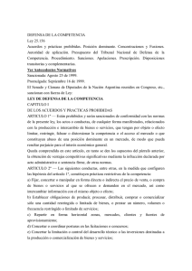 DEFENSA DE LA COMPETENCIA Ley 25.156 Acuerdos y pr&aacute;cticas