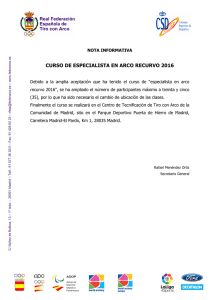 CURSO DE ESPECIALISTA EN ARCO RECURVO 2016