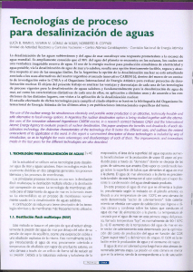 Tecnologías de proceso para desalinización de aguas