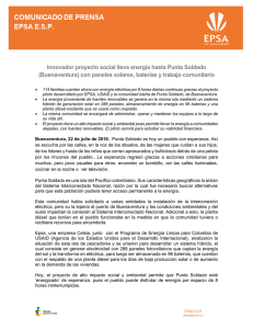 Innovador proyecto social lleva energía hasta Punta - EPSA