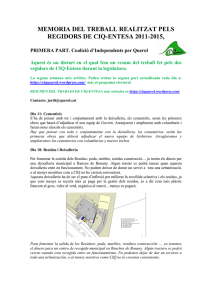 MEMORIA DEL TREBALL REALITZAT PELS REGIDORS DE CIQ