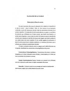 PLANEACION DE LA CALIDAD Elaboración de Planes de control.