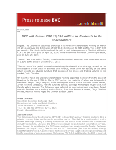 BVC will deliver COP 16,618 million in dividends to its shareholders