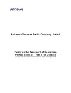 Indorama Ventures Public Company Limited Policy on the Treatment