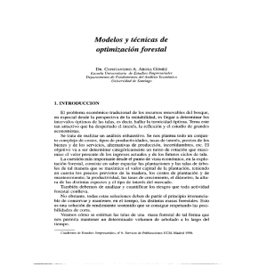 Modelos y técnicas de optimización forestal