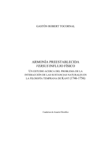 ARMONÍA PREESTABLECIDA VERSUS INFLUJO FÍSICO