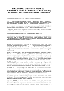 demanda para ejercitar la acci&oacute;n de cumplimiento de contrato