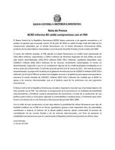 Nota de Prensa BCRD informa RD saldó compromisos con el FMI
