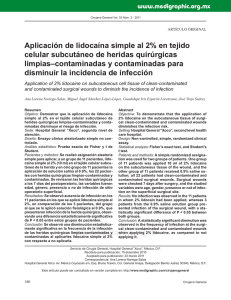 Aplicación de lidocaína simple al 2% en tejido celular subcutáneo