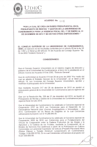 &ldquo;POR LA CUAL SE CREA UN RUBRO PRESUPUESTAL EN EL