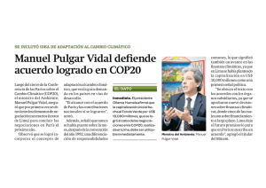 Manuel Pulgar Vidal defiende acuerdo logrado en COP20