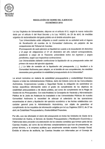 RESOLUCIÓN DE CIERRE DEL EJERCICIO ECONÓMICO 2014